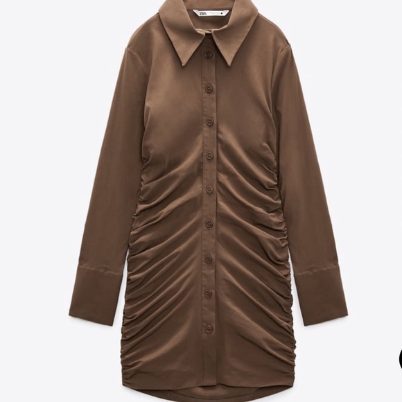 Zara‎ SHIRT DRESS WITH GATHERING - Picture 3 of 7